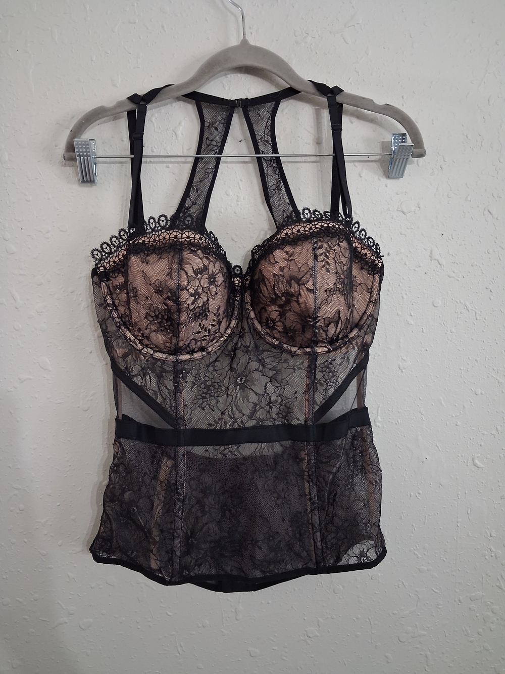 Victoria's secret Black Lace Corset Bra Top lingerie 36d sexy